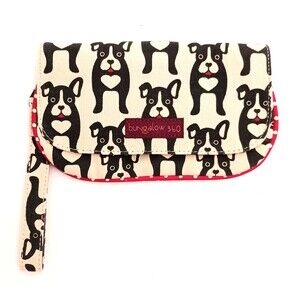 NEW Bungalow 360 Canvas Wristlet Clutch Overall Dog Print 9X5